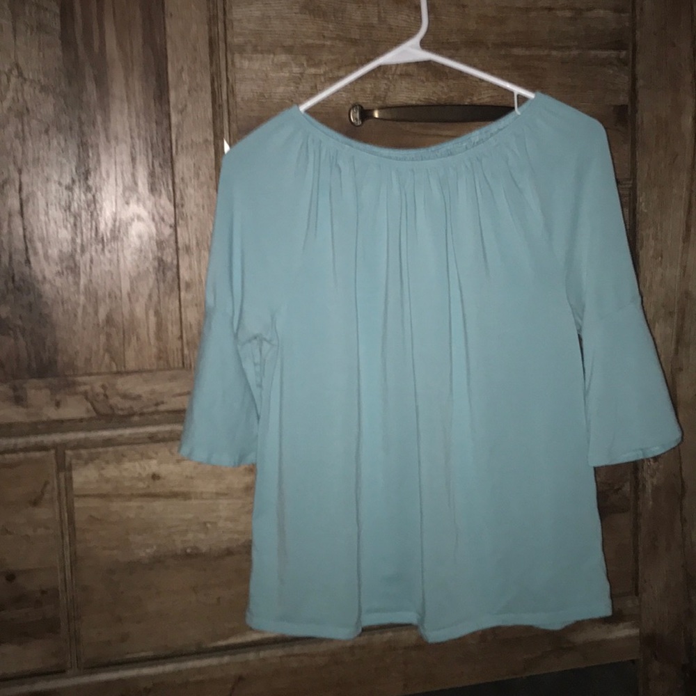 Baby blue ruffle sleeve shirt